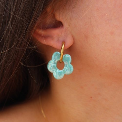 Fleur céramique bleu