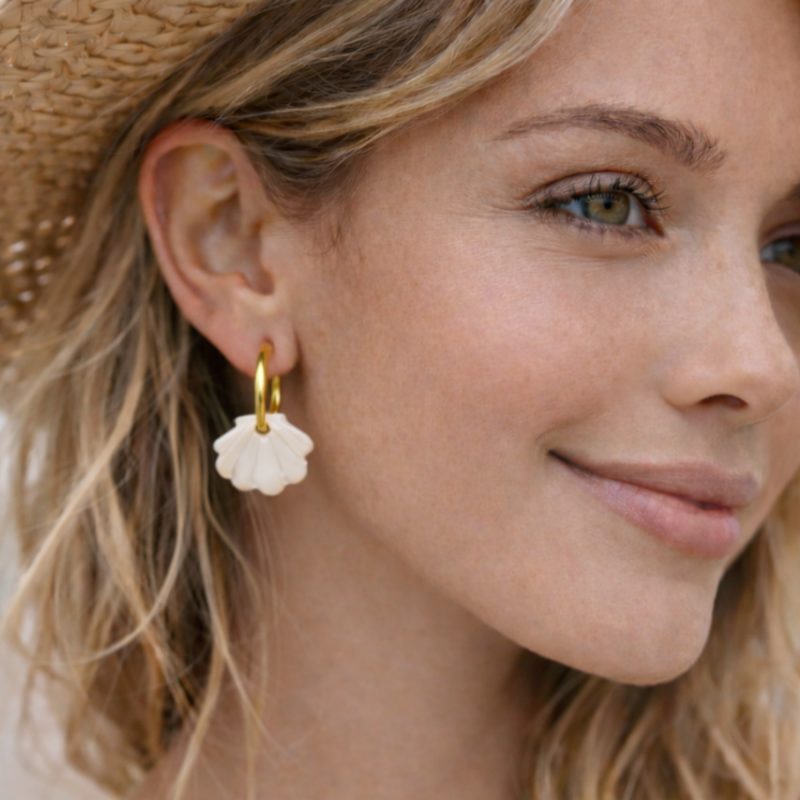 Créoles interchangeables coquillage