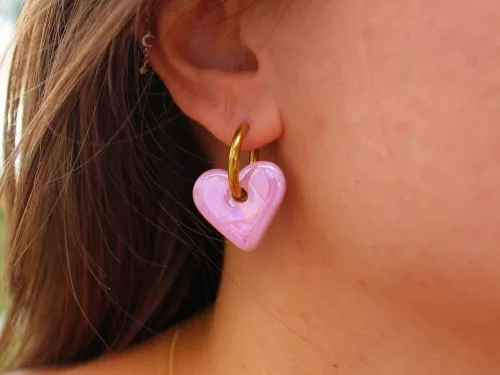 Bijoux céramique – créoles interchangeables – cœur