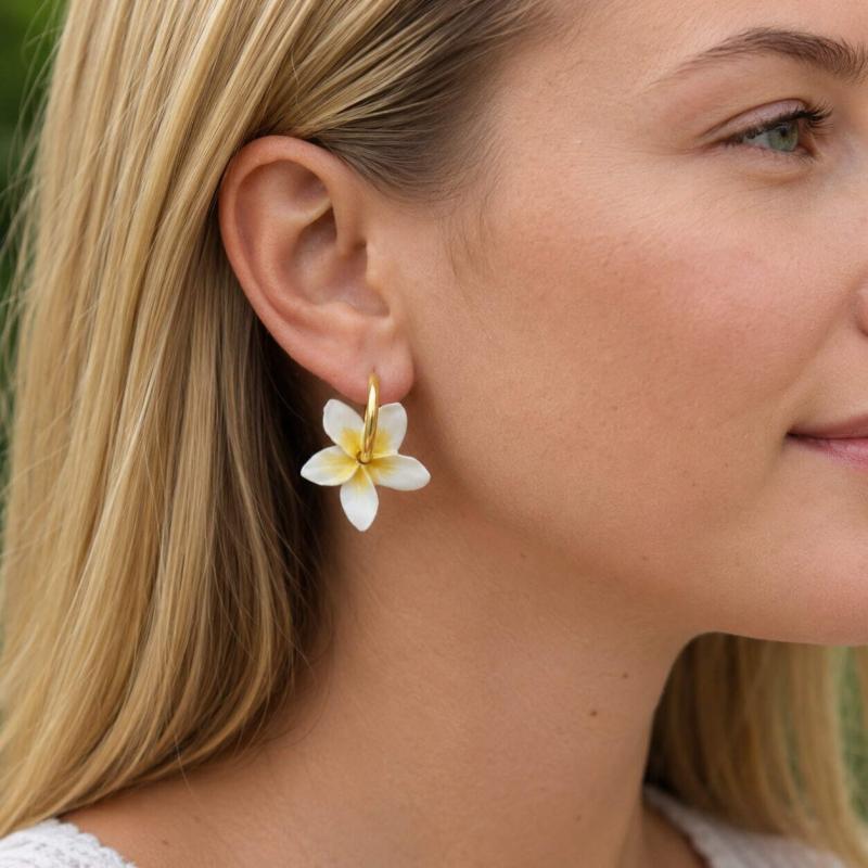 Créoles interchangeables fleurs de tiaré