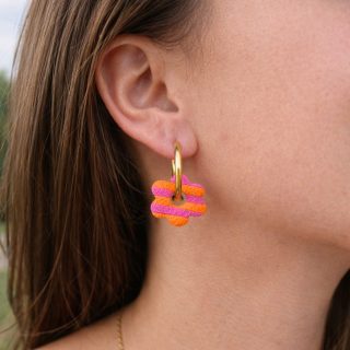 Créoles interchangeables fleur rayée