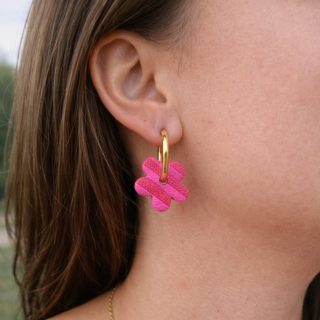 Créoles interchangeables fleur rayée