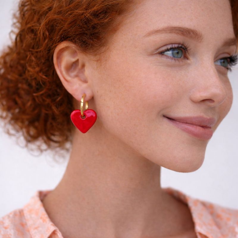 Créoles interchangeables cœur céramique