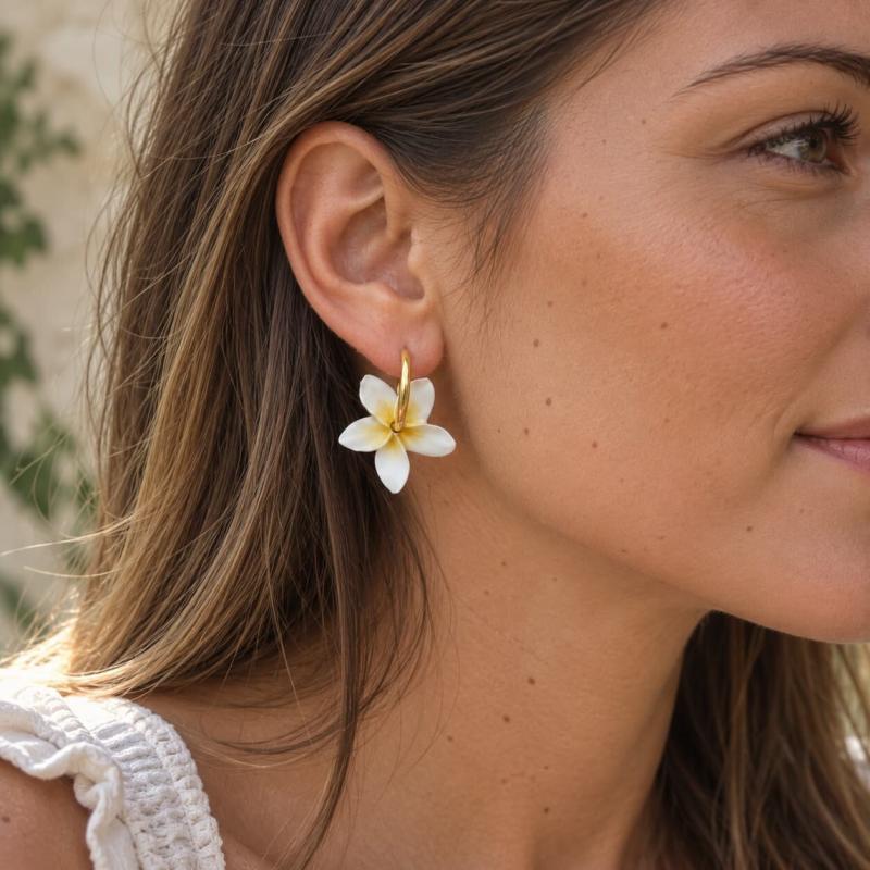 Créoles interchangeables fleurs de tiaré