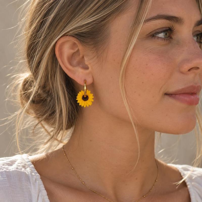 Créoles interchangeables tournesol
