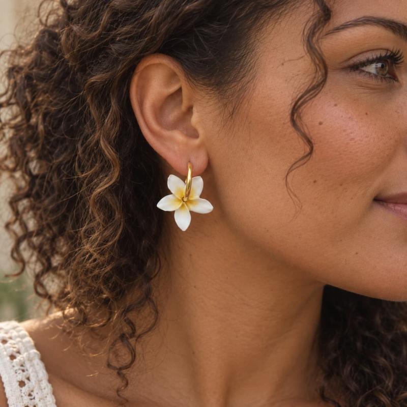 Créoles interchangeables fleurs de tiaré