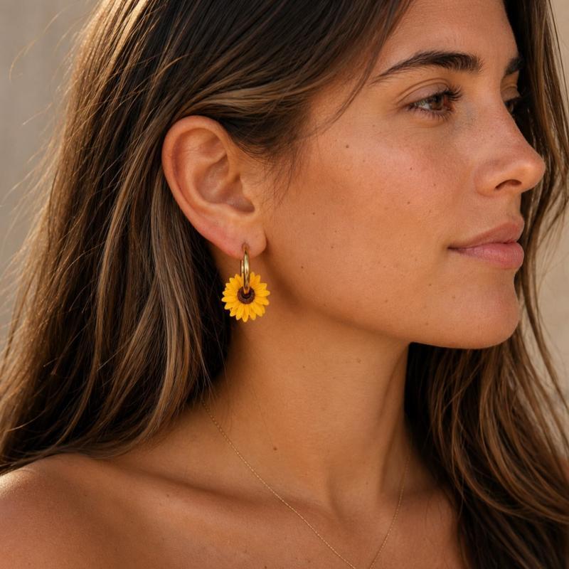 Créoles interchangeables tournesol