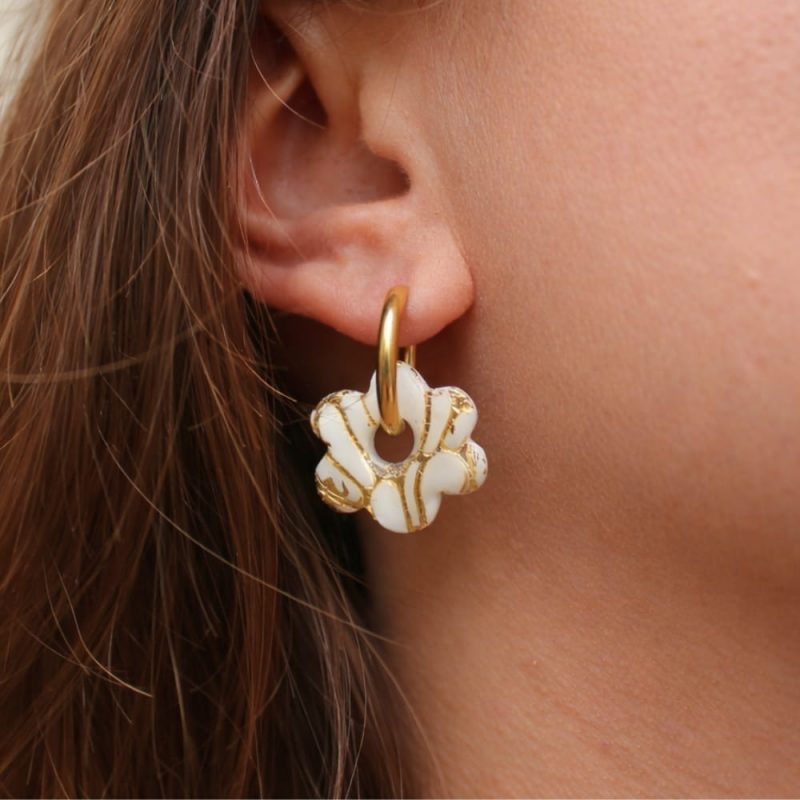 Créoles interchangeables blanches et dorées