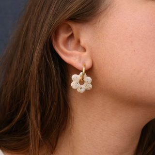 Créoles interchangeables blanches et or