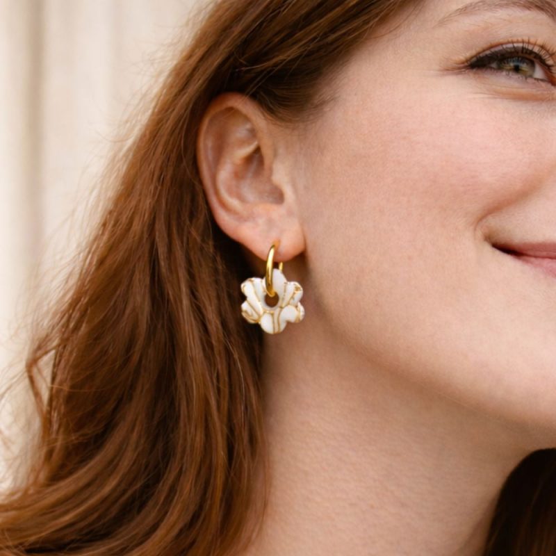 Créoles interchangeables blanches et dorées