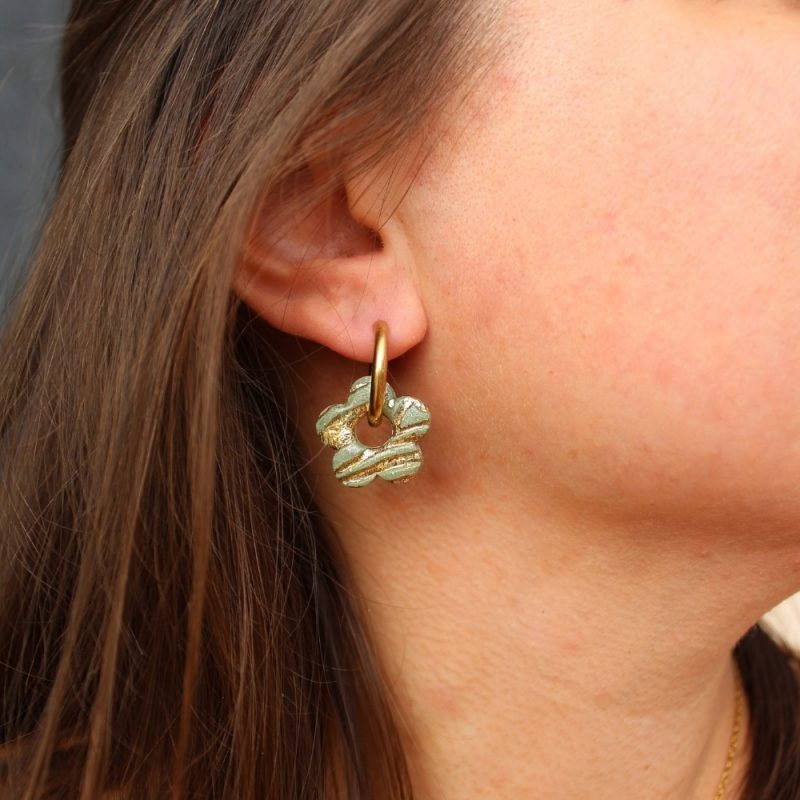 Créoles interchangeables petite fleur or