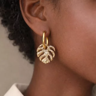 Créoles interchangeables monstera