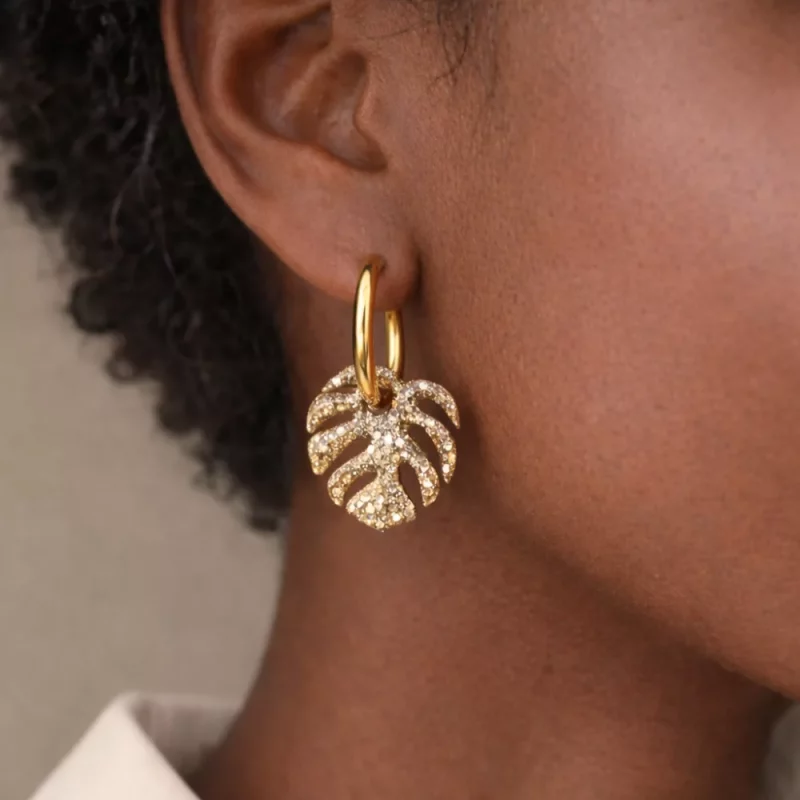 Créoles interchangeables monstera