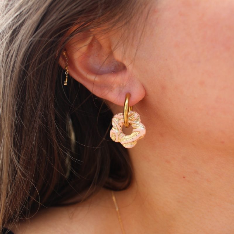 Créoles interchangeables petite fleur or