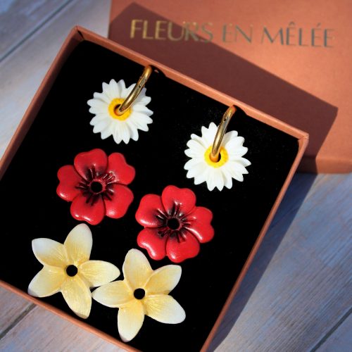 Box fleurs de boucles d'oreilles interchangeables