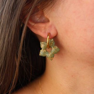 Créoles interchangeables fleur kaki tigrée