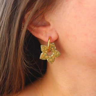 Créoles interchangeables fleur kaki léopard