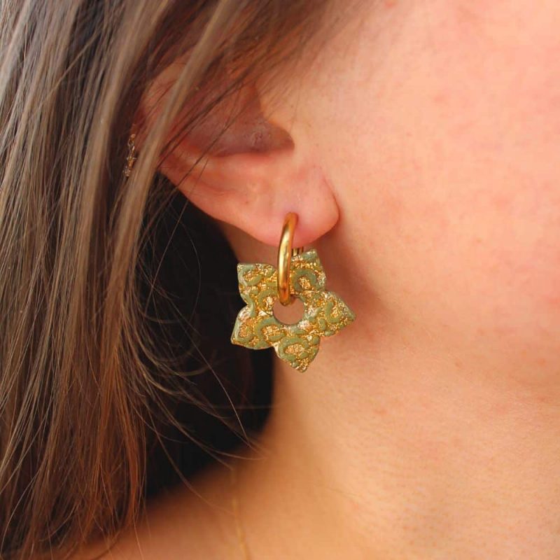 Créoles interchangeables fleur kaki léopard