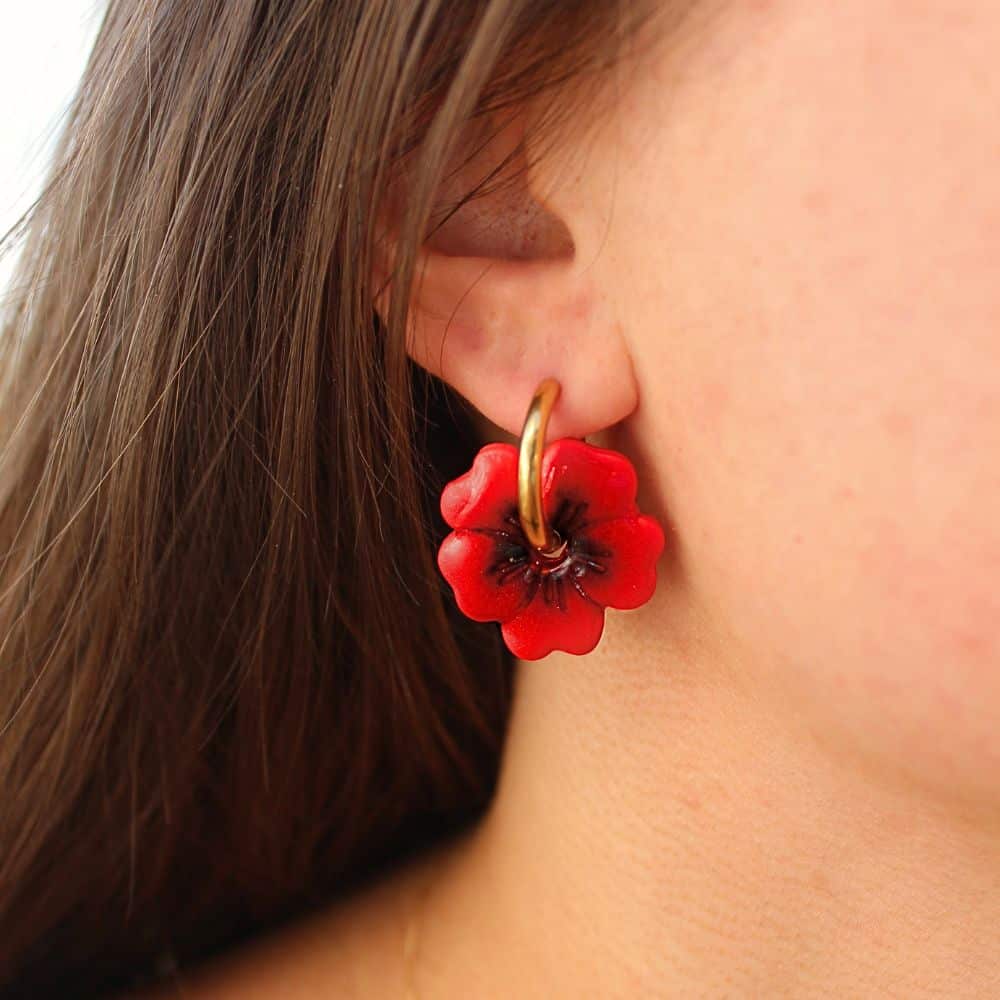 Boucles d'oreilles coquelicot