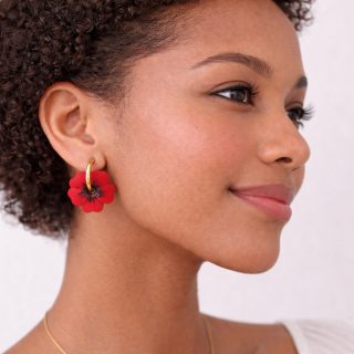 Créoles interchangeables coquelicot