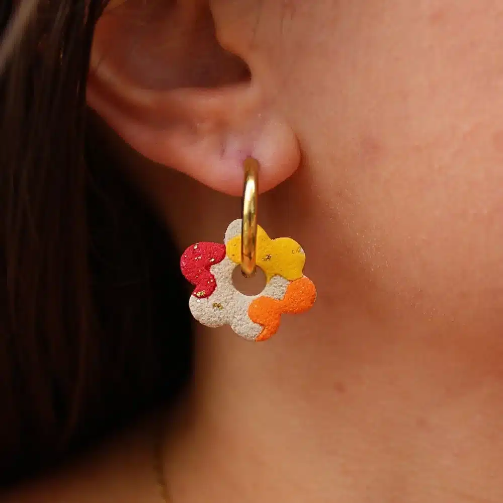 Créoles interchangeables rouges jaunes oranges