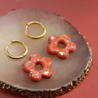 Créoles interchangeables fleurs brillantes