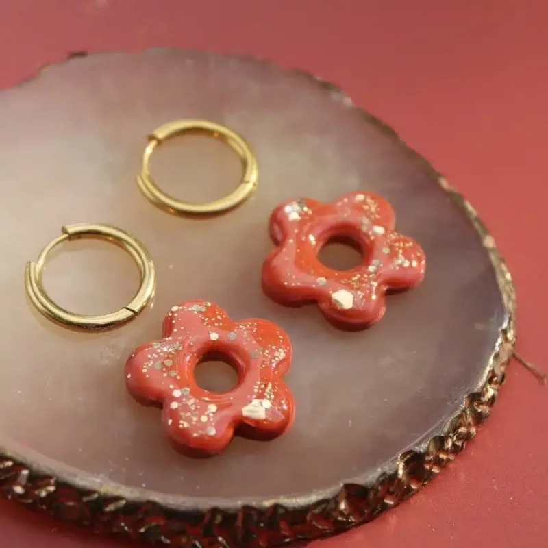 Créoles interchangeables fleurs brillantes