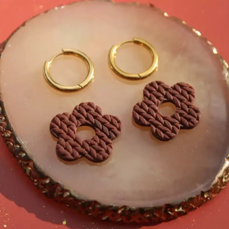 Créoles interchangeables fleurs pull