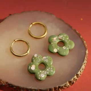 Créoles interchangeables fleurs brillantes