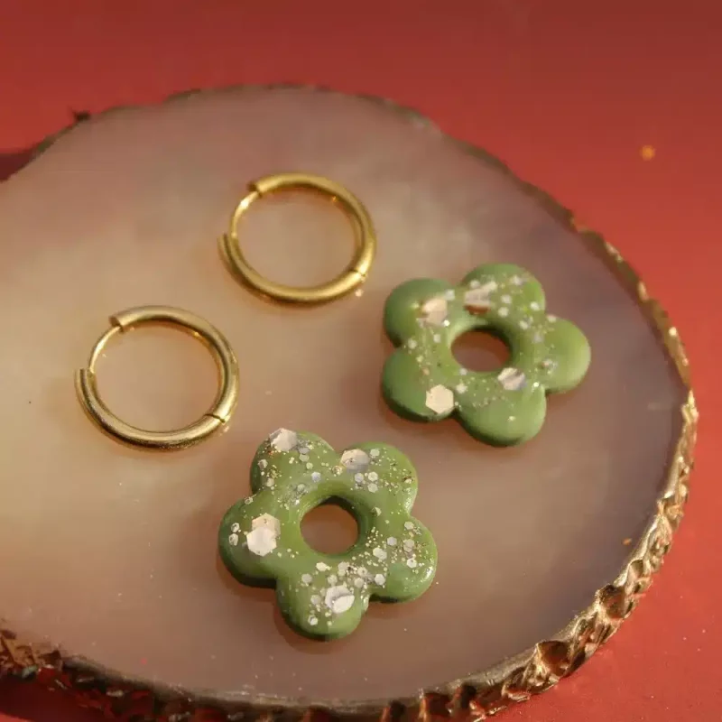 Créoles interchangeables fleurs brillantes