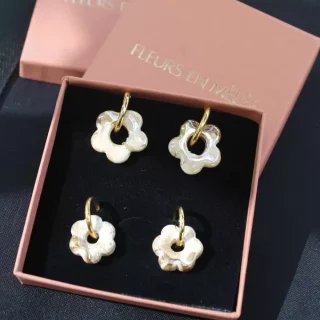 Créoles interchangeables mini fleurs céramique