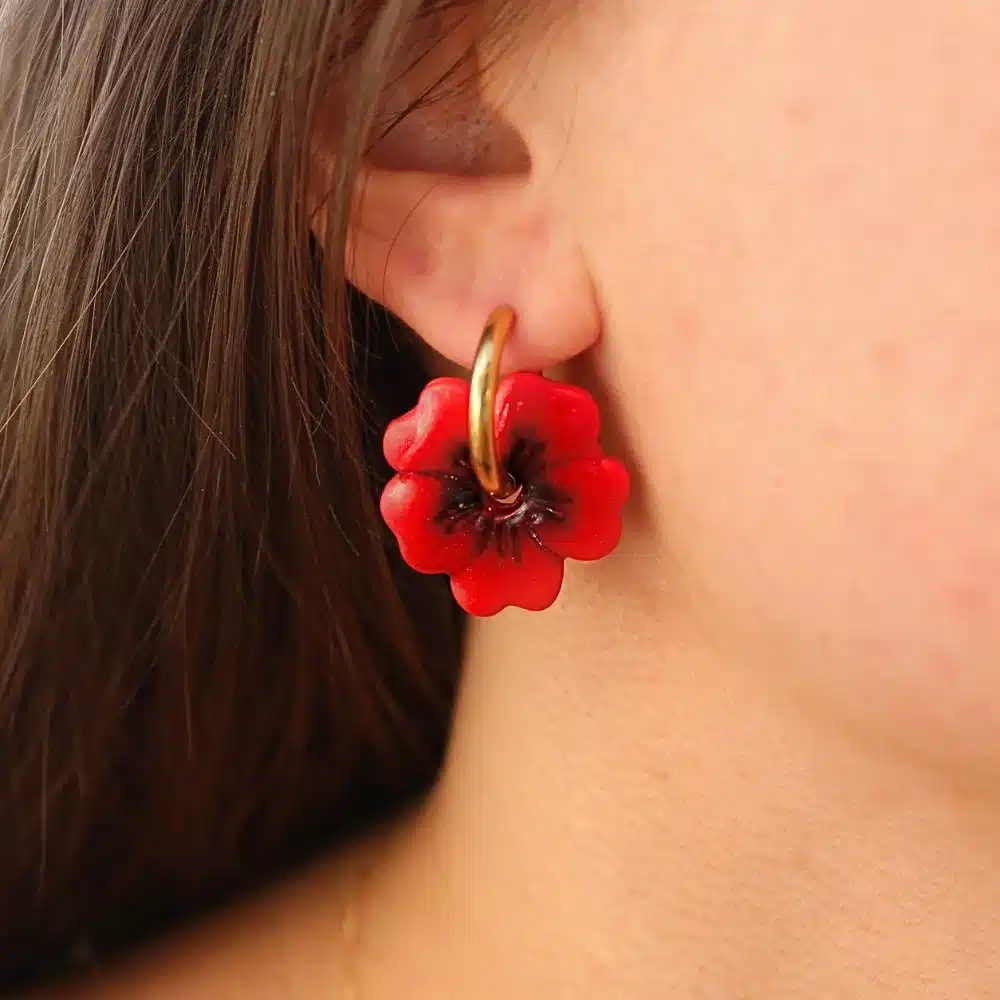Boucles d'oreilles coquelicot