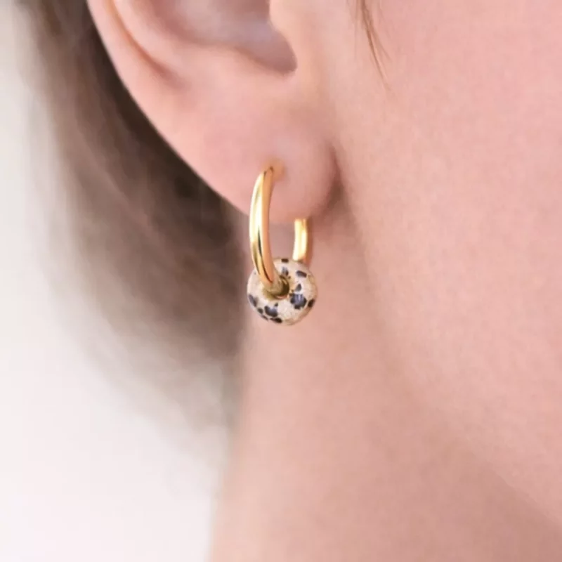 Créoles interchangeables mini donuts pierre