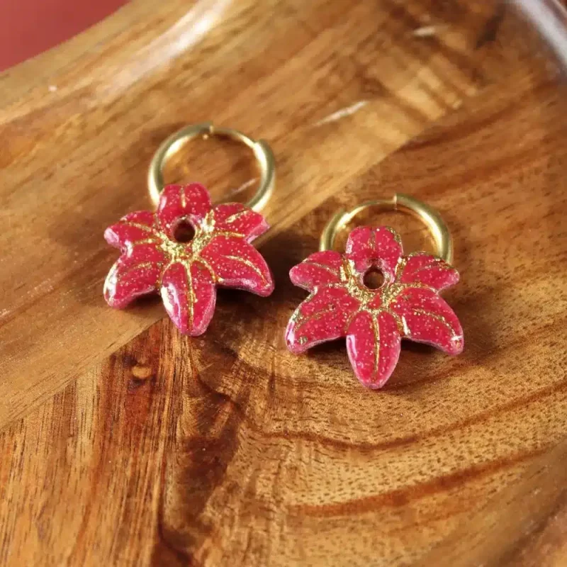 Créoles interchangeables fleur de noël