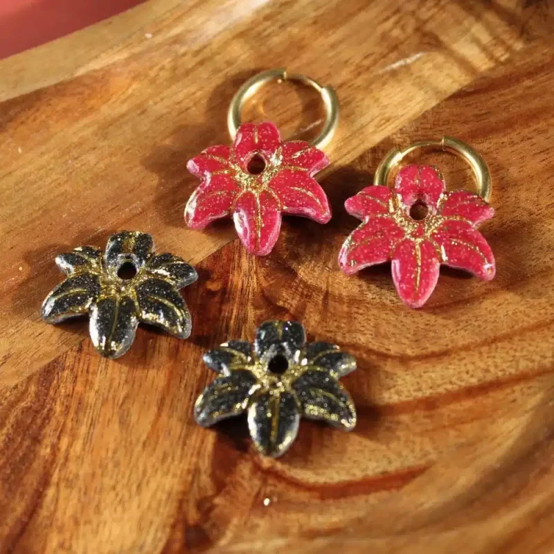 Créoles interchangeables fleur de noël