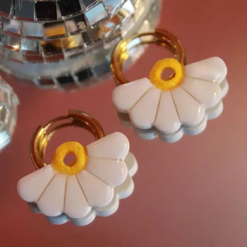 Créoles interchangeables demie marguerite