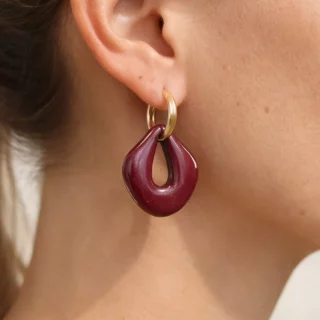 Créoles interchangeables gouttes prunes