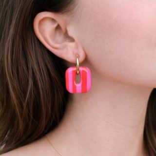 Créoles interchangeables carrés rayés