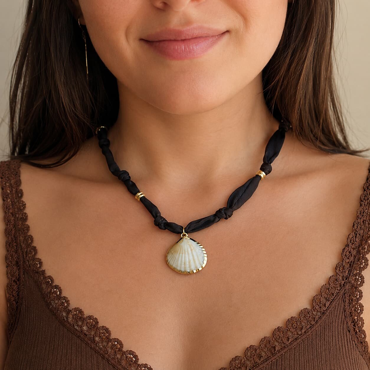 Collier foulard chocolat