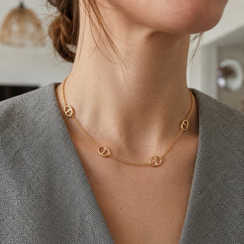 Collier inoxydable grain de café